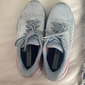 Blue and orange hoka Clifton